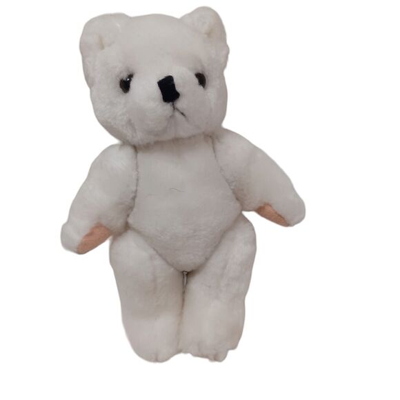 Baby Teddy Bear 8" WHITE Moveable Limbs Realistic Felt Hands Feet Rare Vintage - Picture 5 of 10